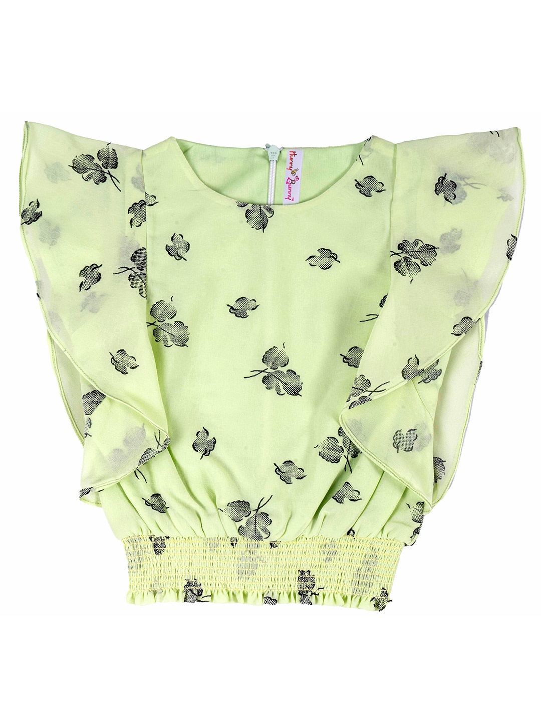

Hunny Bunny Girls Green Floral Georgette Blouson Top