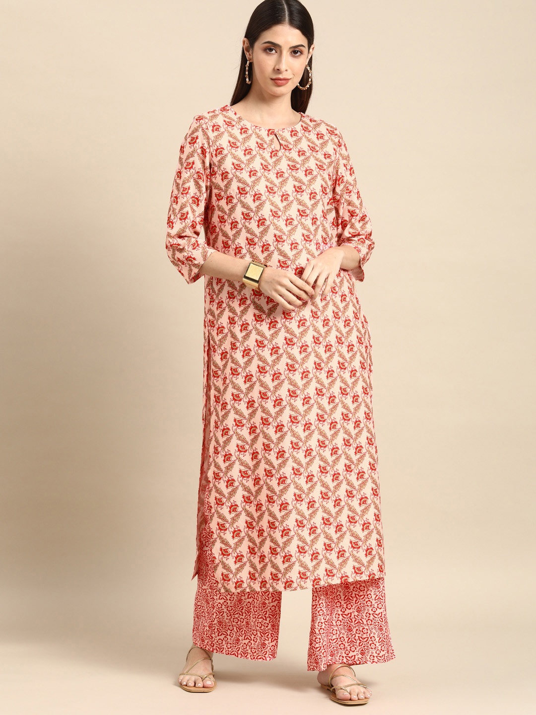 

Anouk Women Pink Ethnic Motifs Printed Regular Kurta with Palazzos