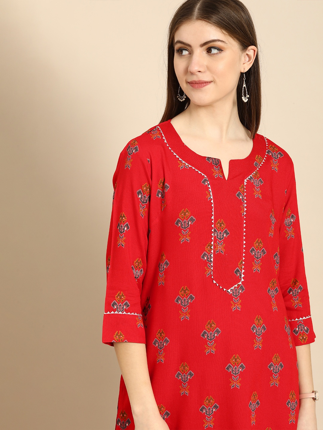 

Anouk Women Red & Blue Printed Kurta with Palazzos
