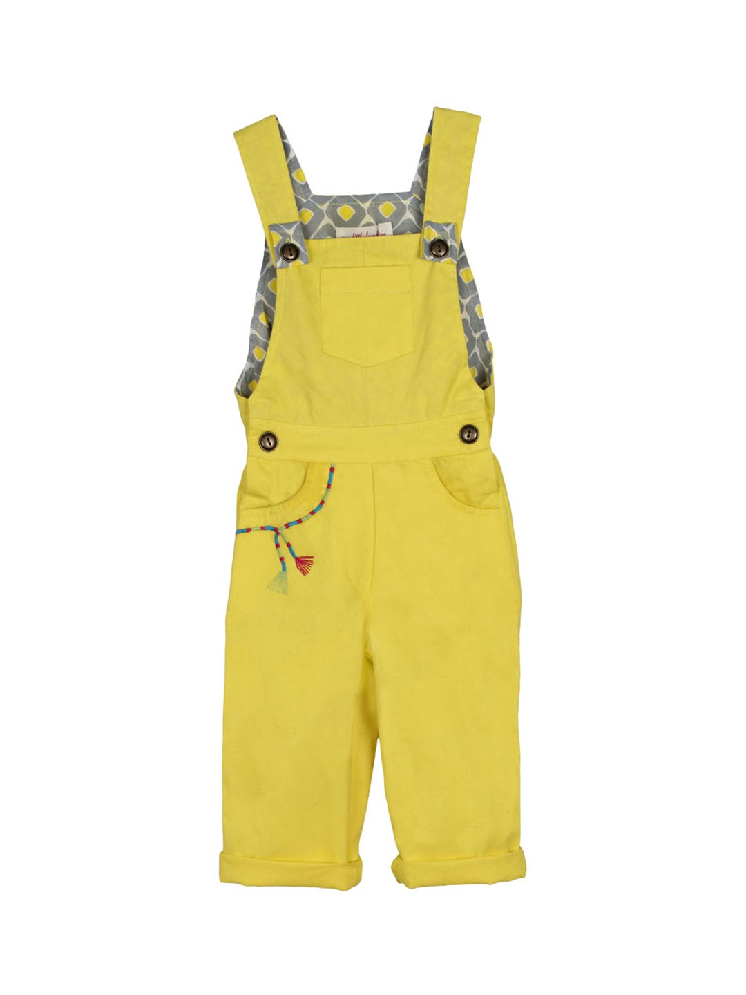 

My Little Lambs Kids Unisex Yellow Solid Tapered-Fit Pure Cotton Dungarees