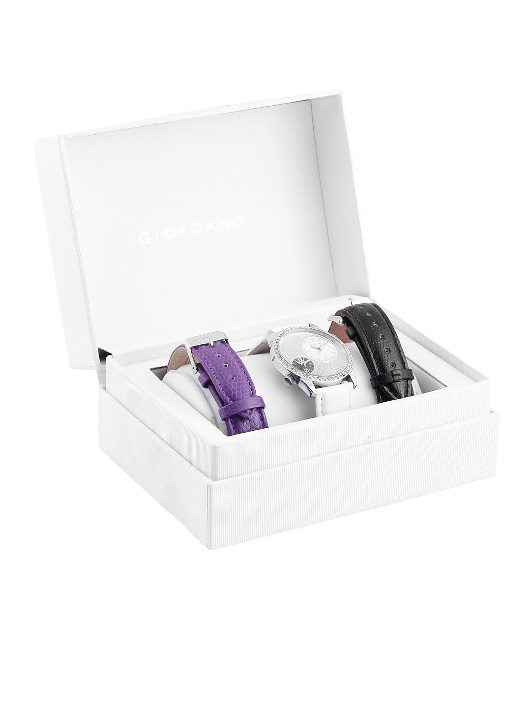 

GIORDANO Women Silver-Toned Dual-Dial Watch with Interchangeable Straps 60070-02