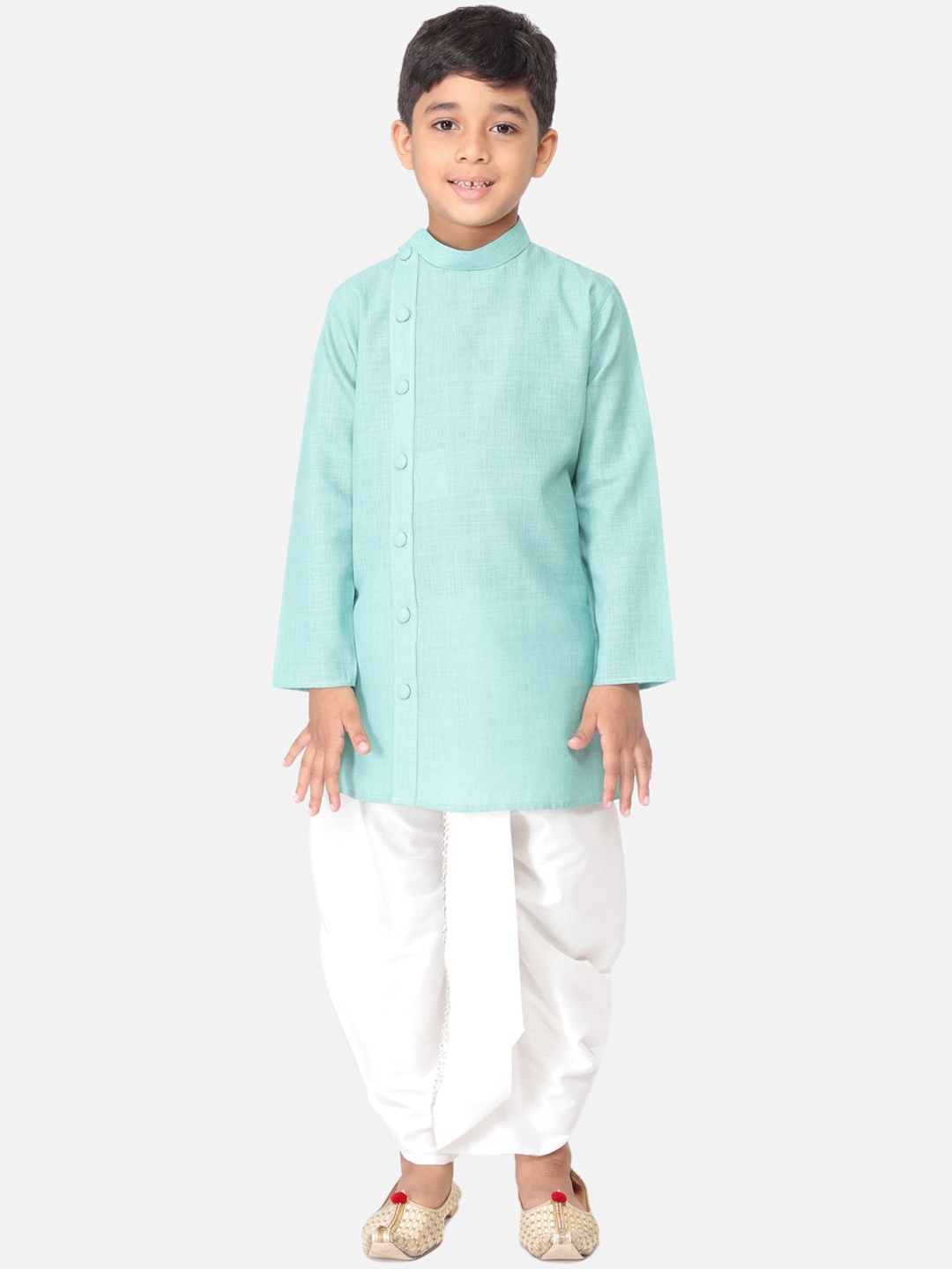 

TABARD Boys Blue Pure Cotton Kurta With Dhoti Pants