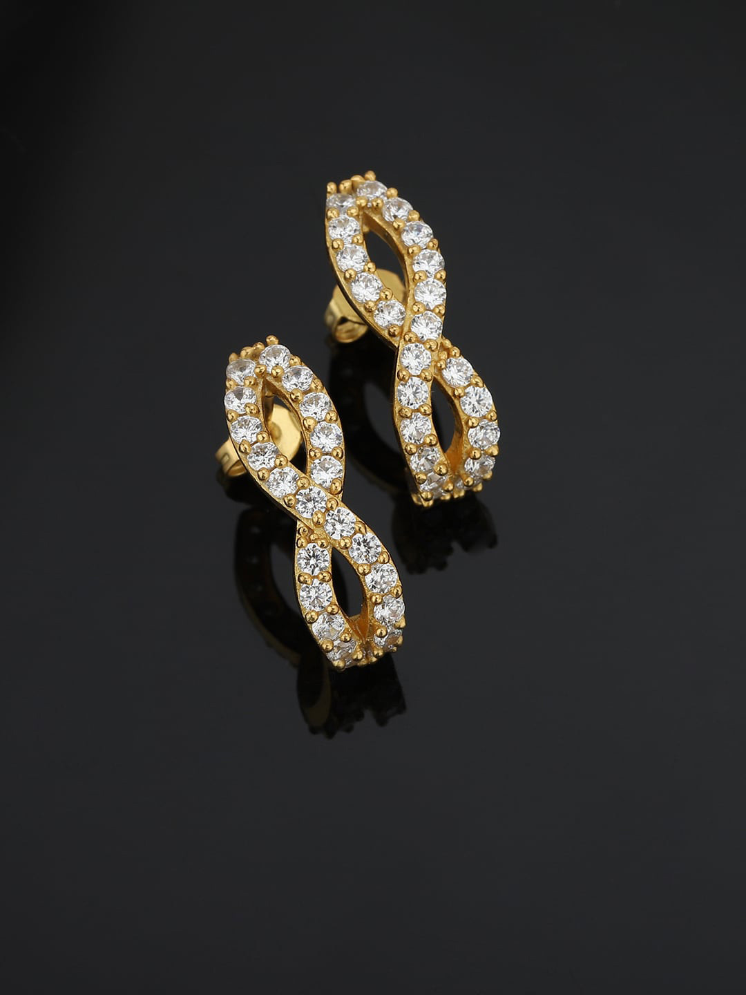 

Carlton London Gold Toned and Gold-Plated Cubic Zirconia Studs Earrings