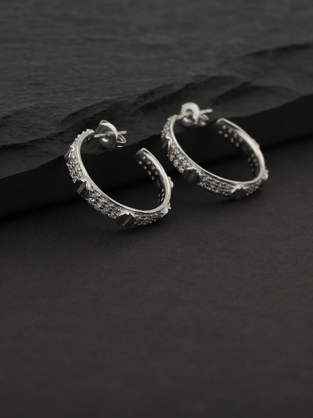 

Carlton London White Contemporary Hoop Earrings