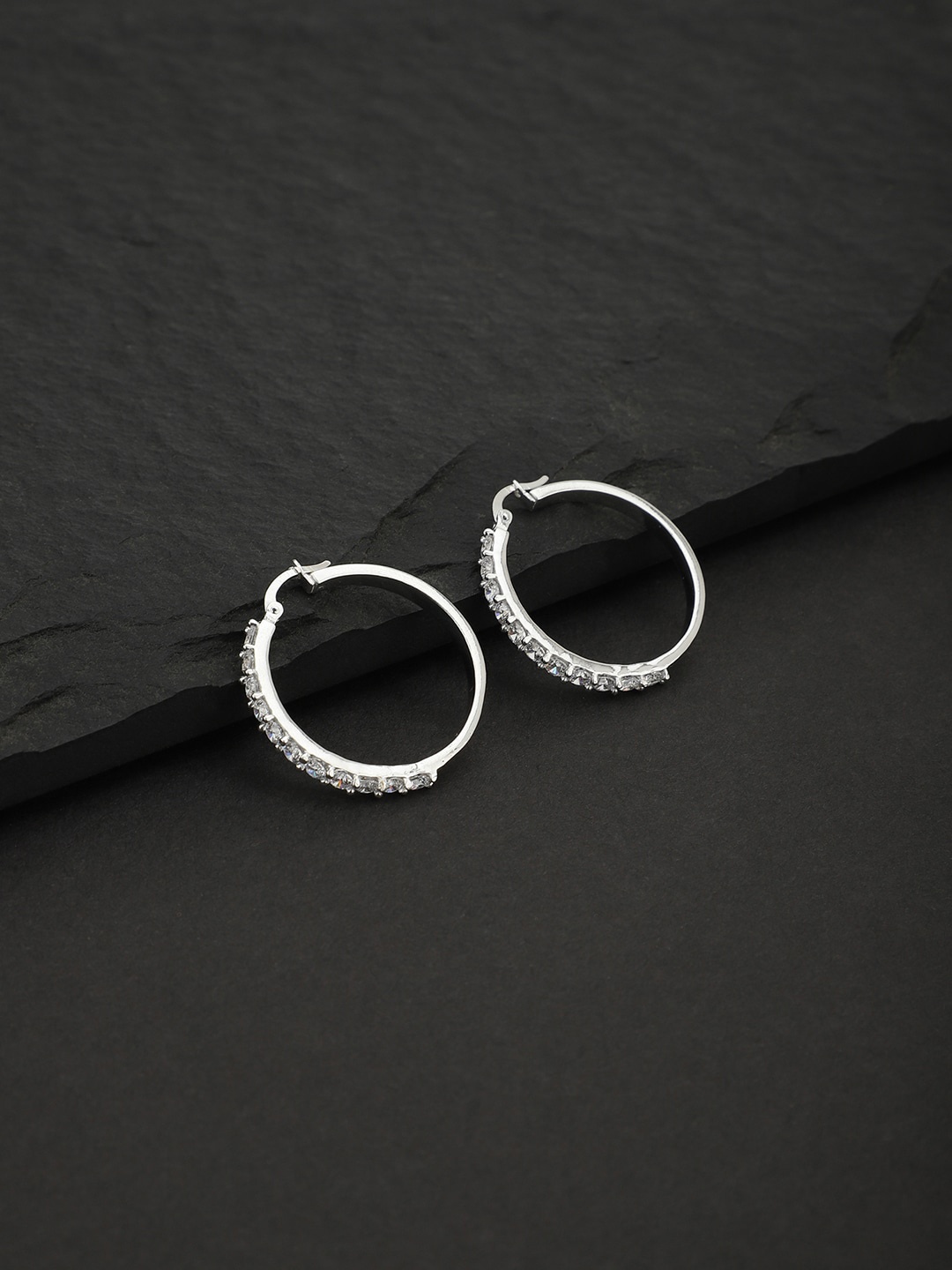 

Carlton London White Circular Hoop Earrings