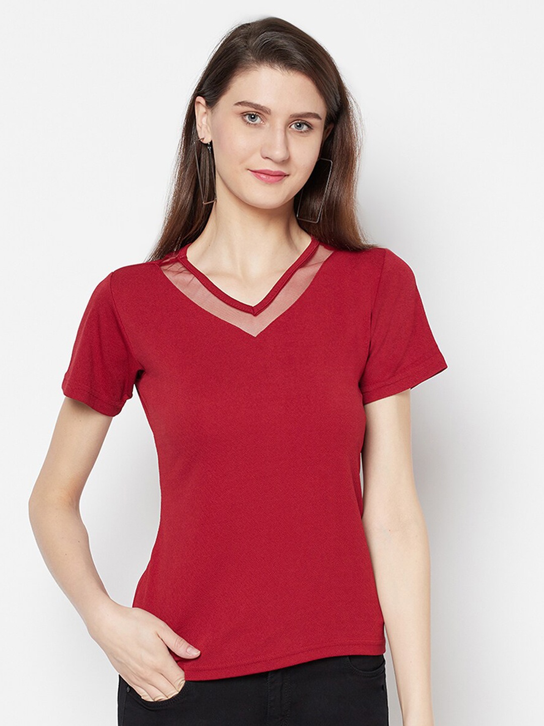 

Purple State Women Red Solid Regular Top