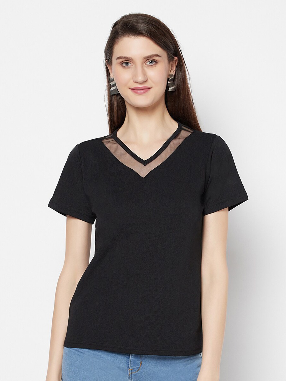

Purple State Black Regular Top