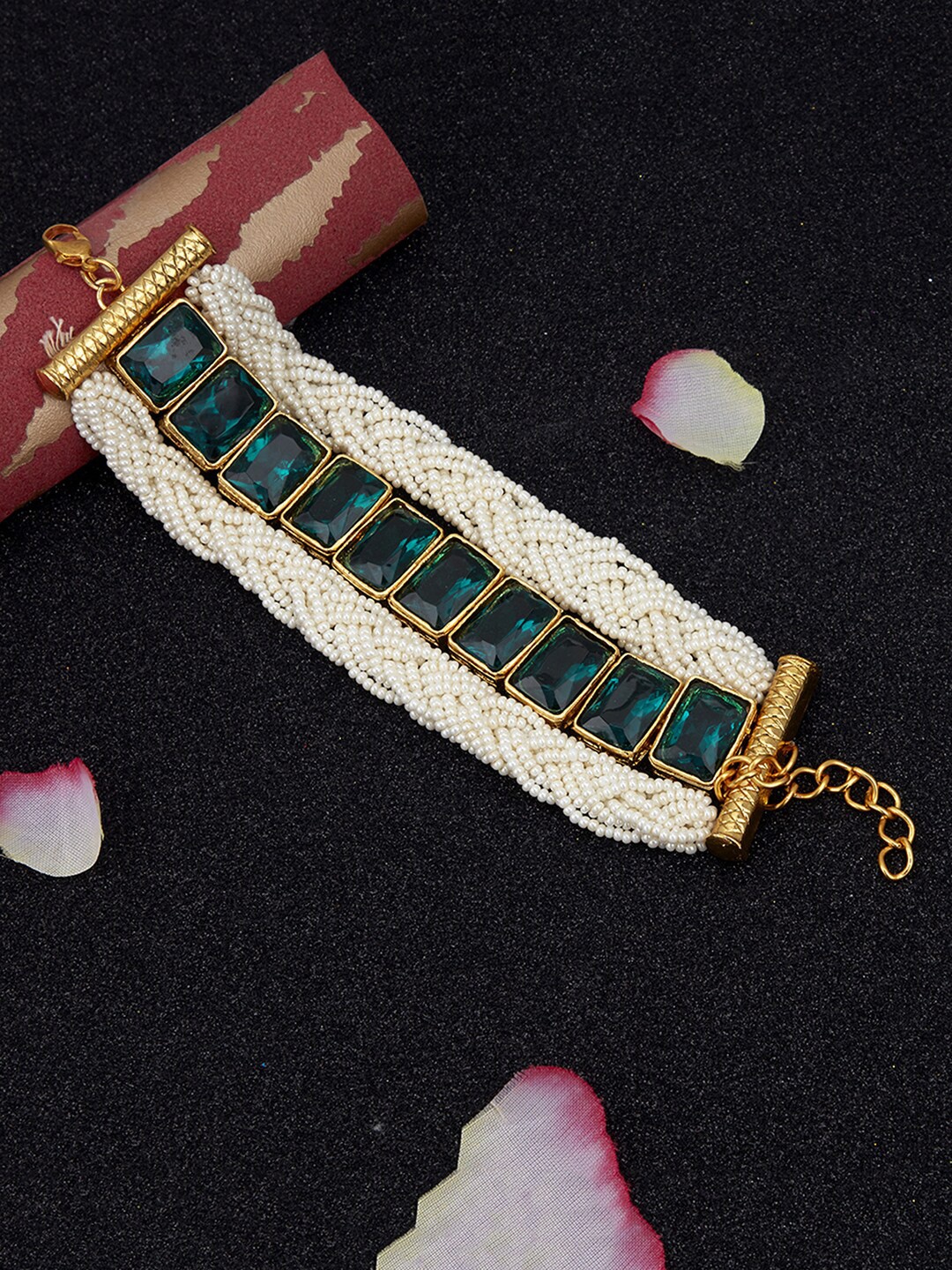 

Sukkhi Women Green & Green Gold-Plated Multistrand Bracelet