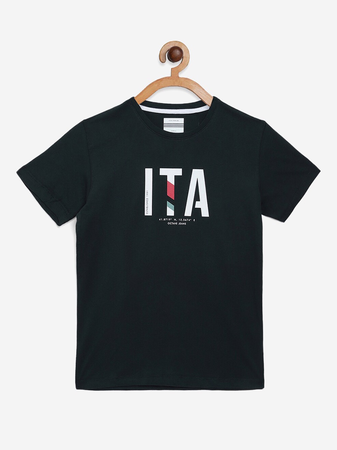 

Octave Boys Green Typography Printed T-shirt