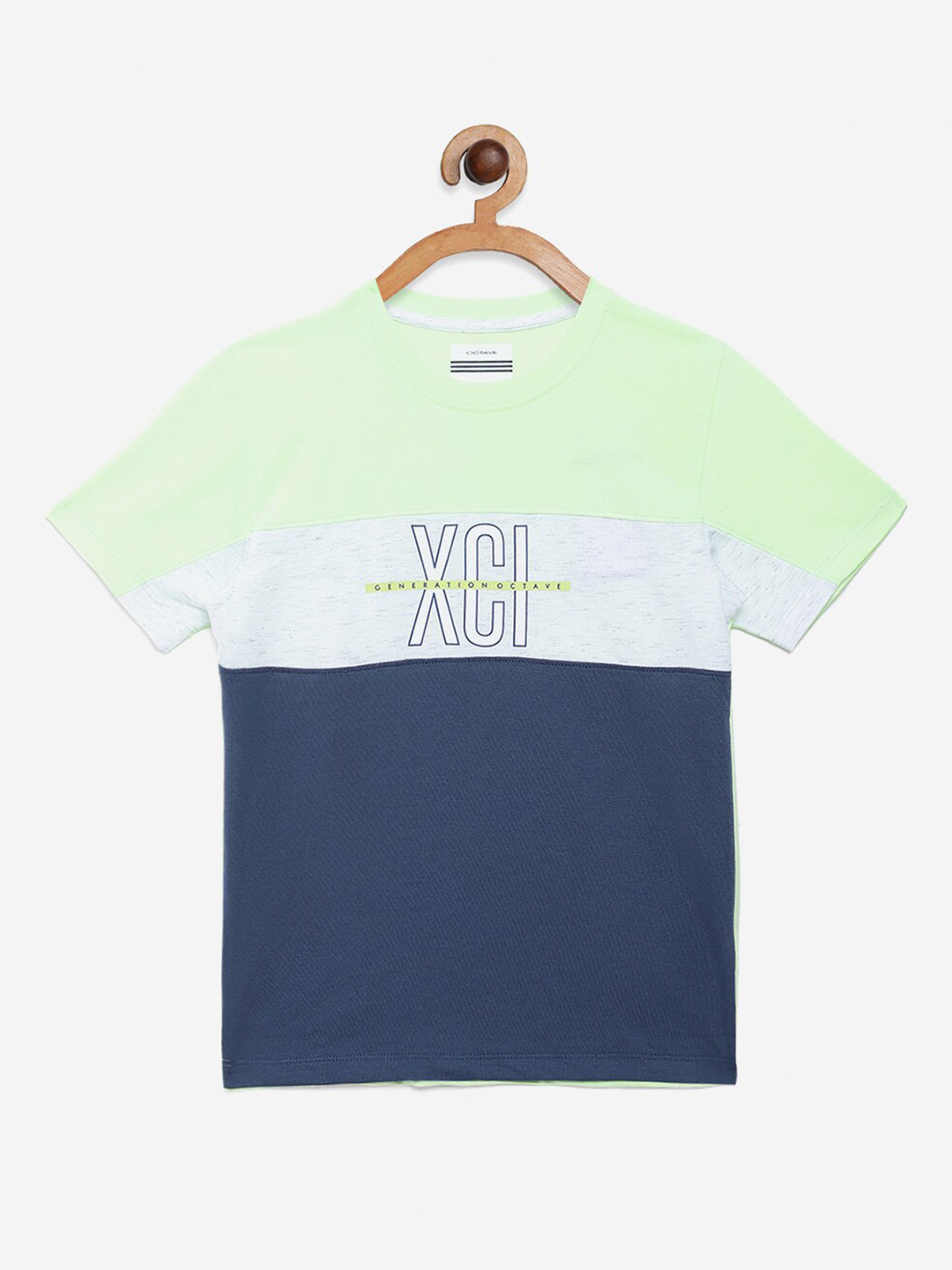 

Octave Boys Green Colourblocked T-shirt