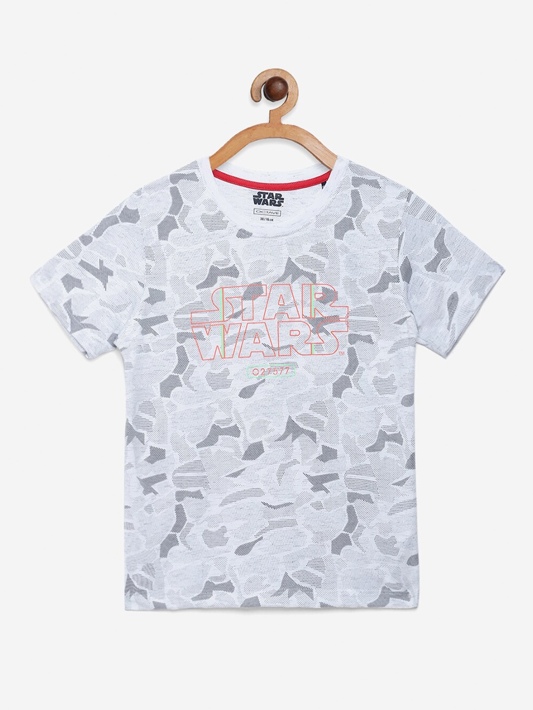 

Octave Boys White Printed T-shirt