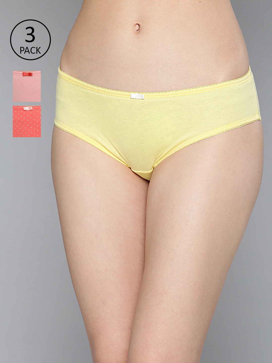 

Mast & Harbour Women Pack of 3 Hipster Briefs MNH-PRT-HIP-NEW-010, Yellow