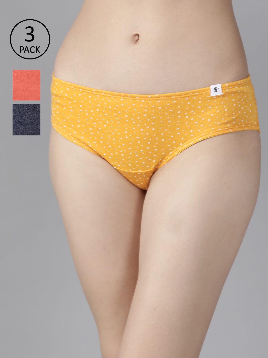 

Roadster Women Pack of 3 Cotton Hipster Briefs RDST-PRT-HIP-NEW-004, Mustard