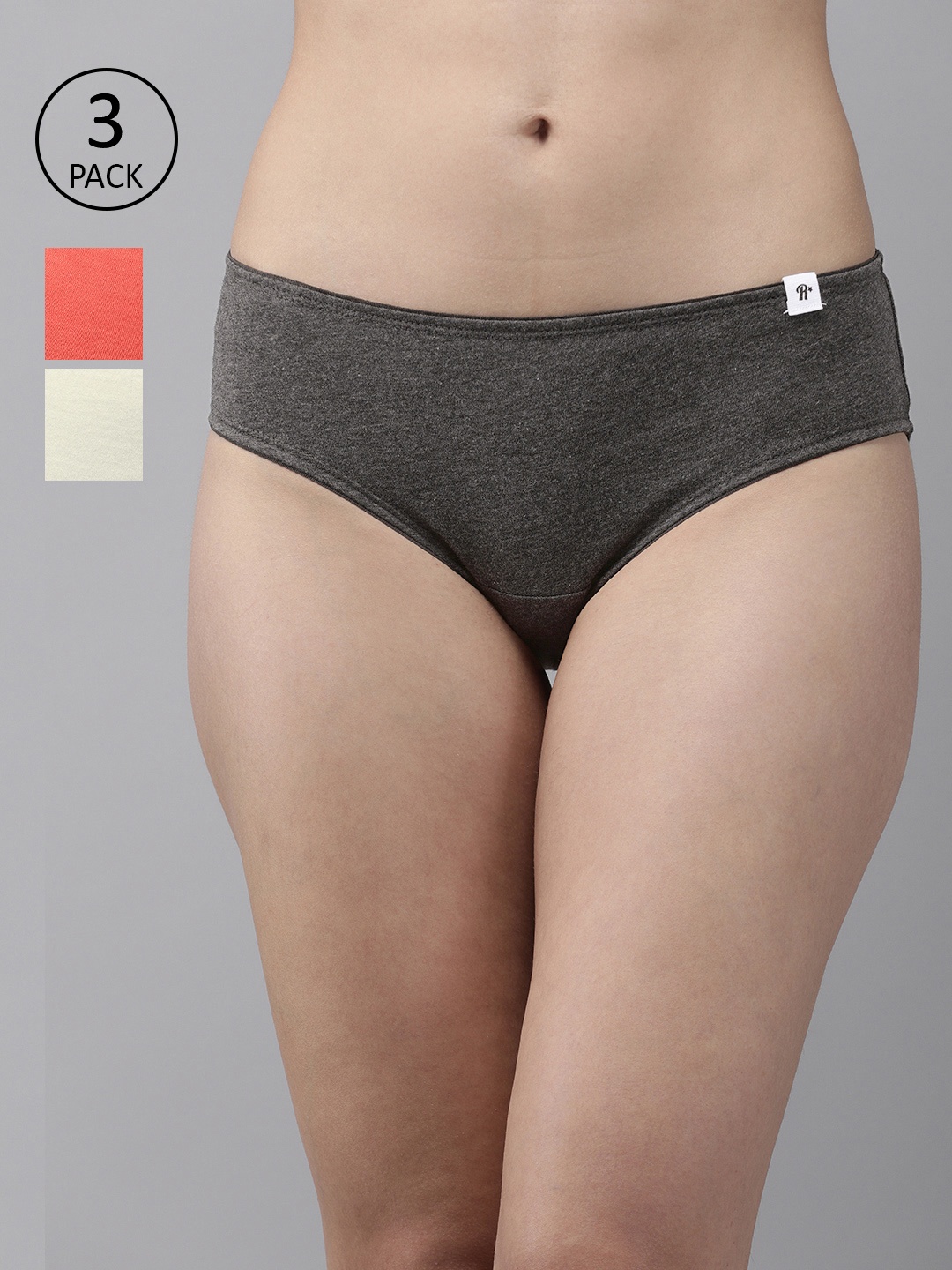 

Roadster Women Pack of 3 Solid Hipster Briefs RDST-SOL-HIP-NEW-002, Charcoal