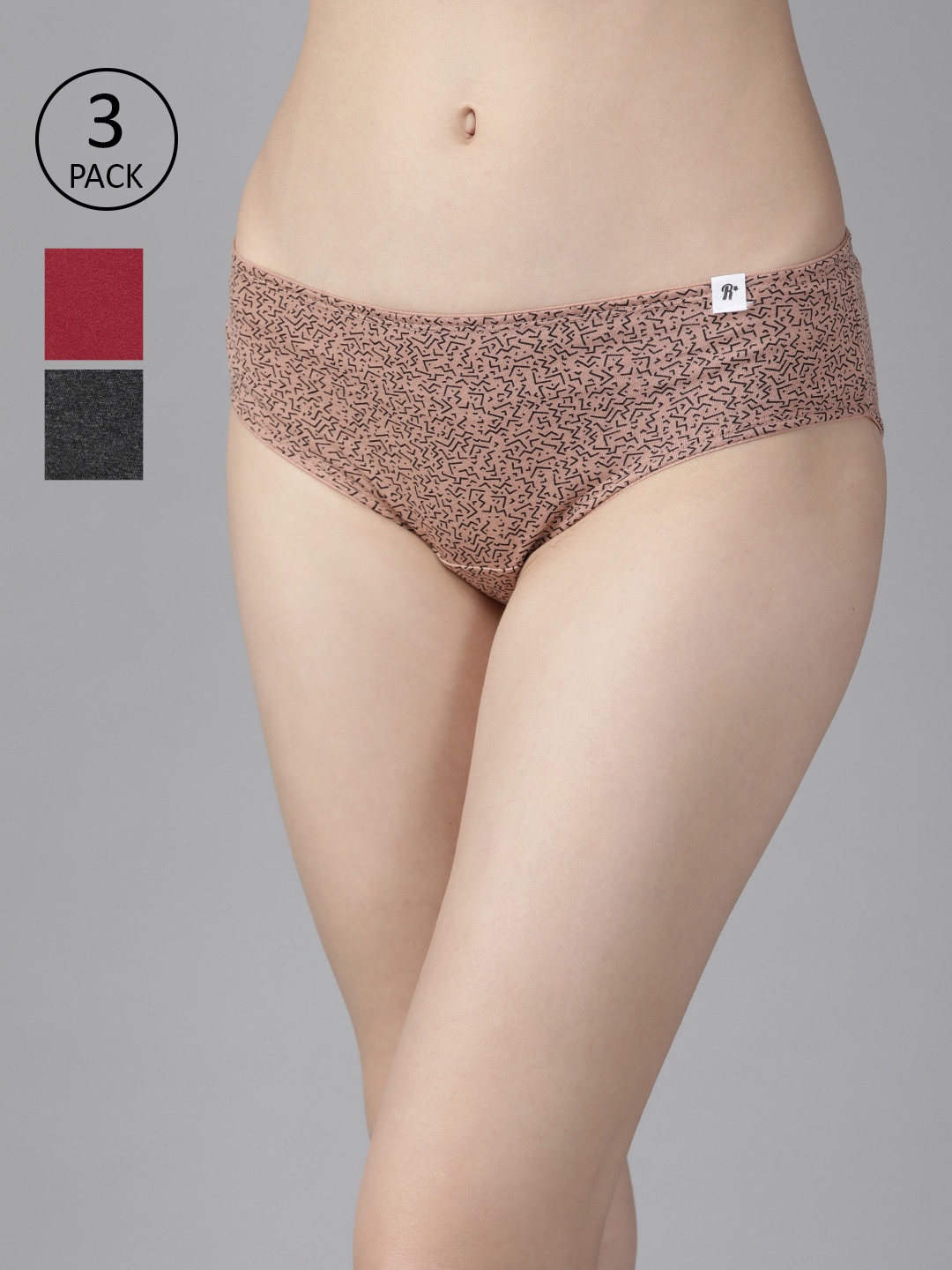 

Roadster Women Pack of 3 Hipster Briefs RDST-PRT-HIP-NEW-011, Charcoal