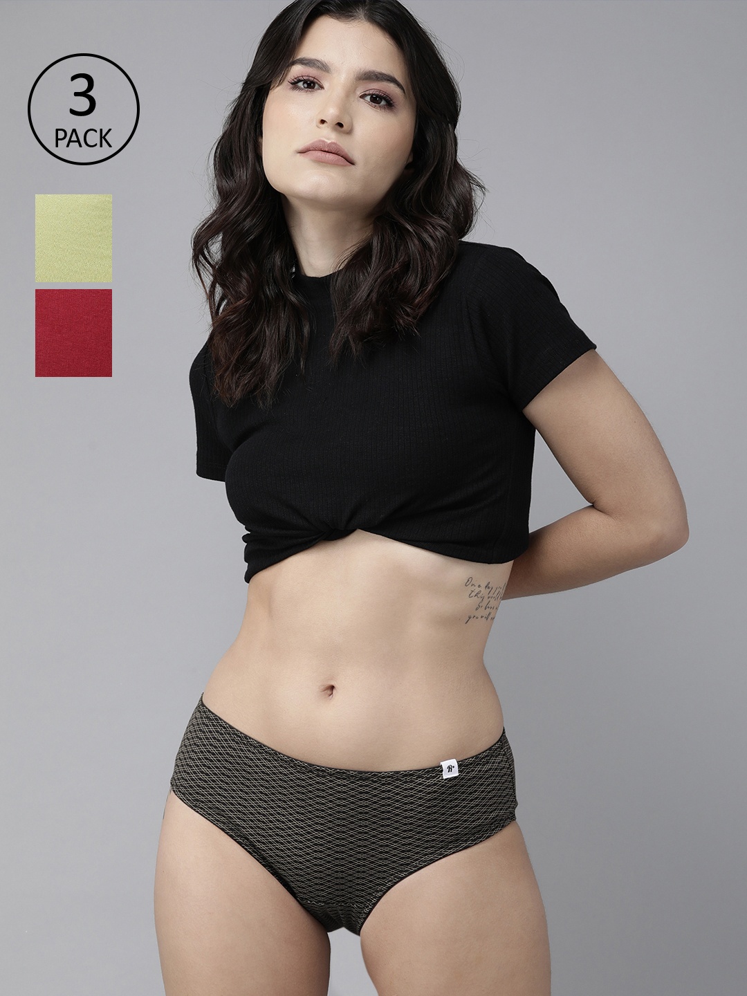 

Roadster Women Pack of 3 Hipster Briefs RDST-PRT-HIP-NEW-008, Black