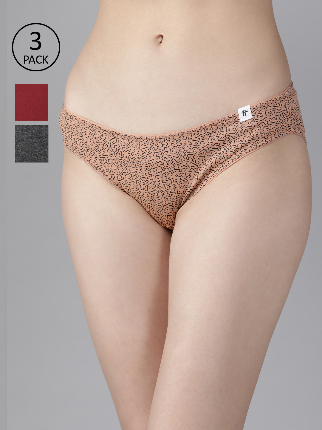 

Roadster Women Pack of 3 Bikini Briefs RDST-PRT-BIK-NEW-011, Brown