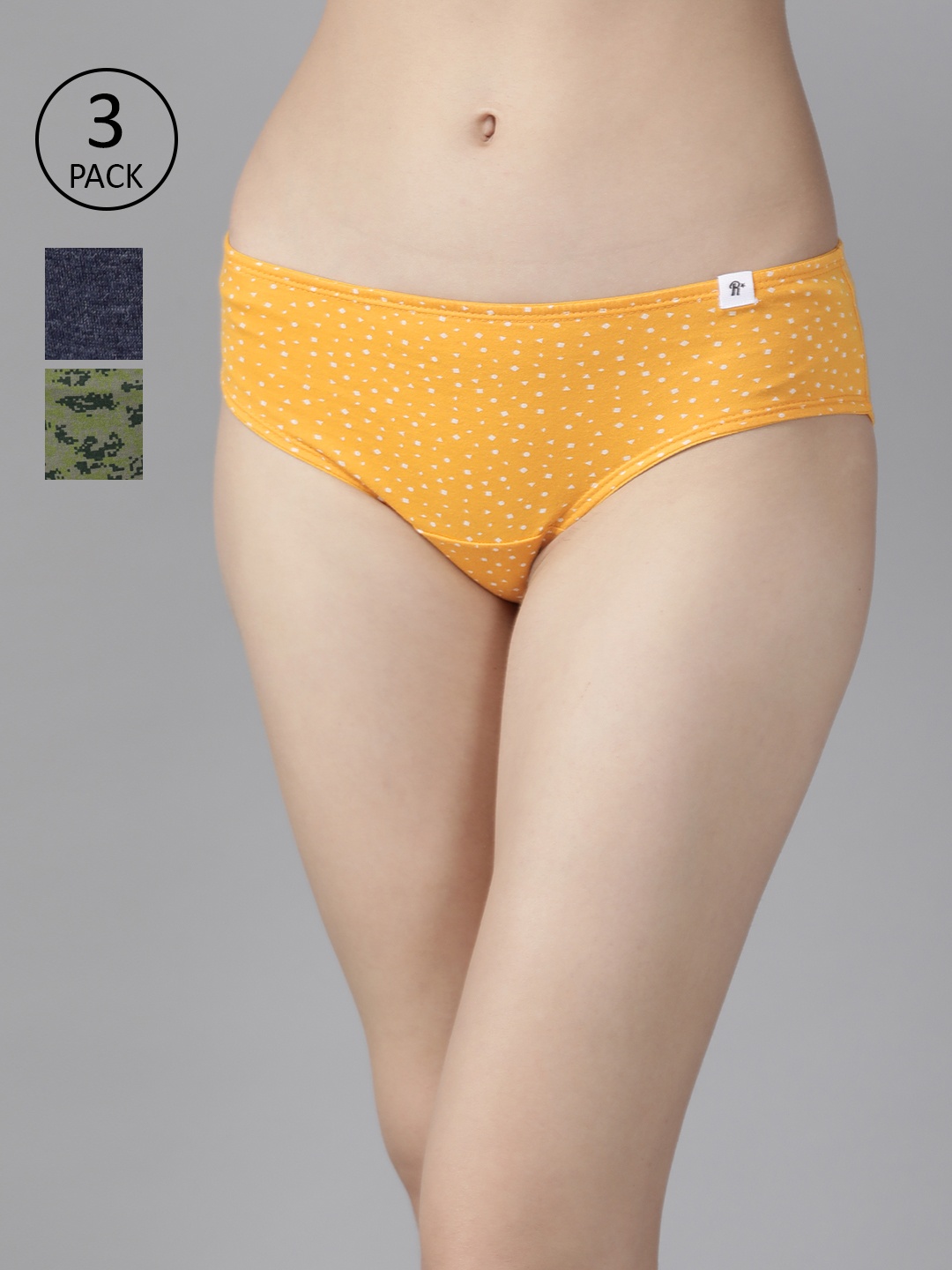 

Roadster Women Pack of 3 Hipster Briefs RDST-PRT-HIP-NEW-002, Mustard