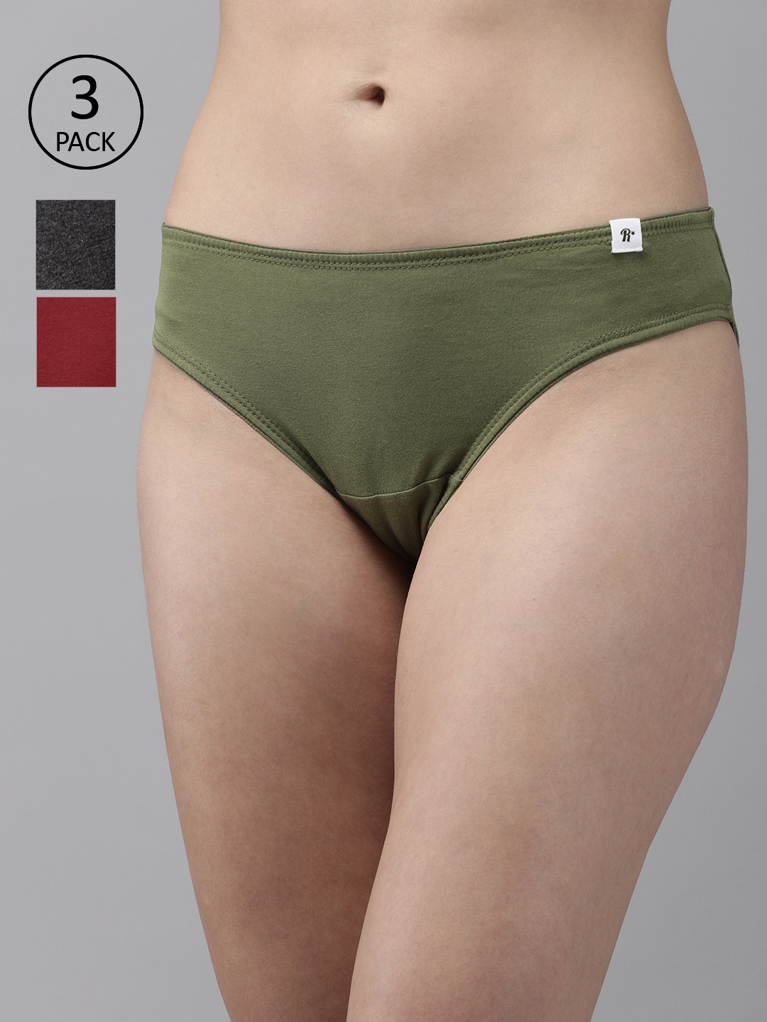 

Roadster Women Pack of 3 Solid Bikini Briefs RDST-SOL-BIK-NEW-003, Olive