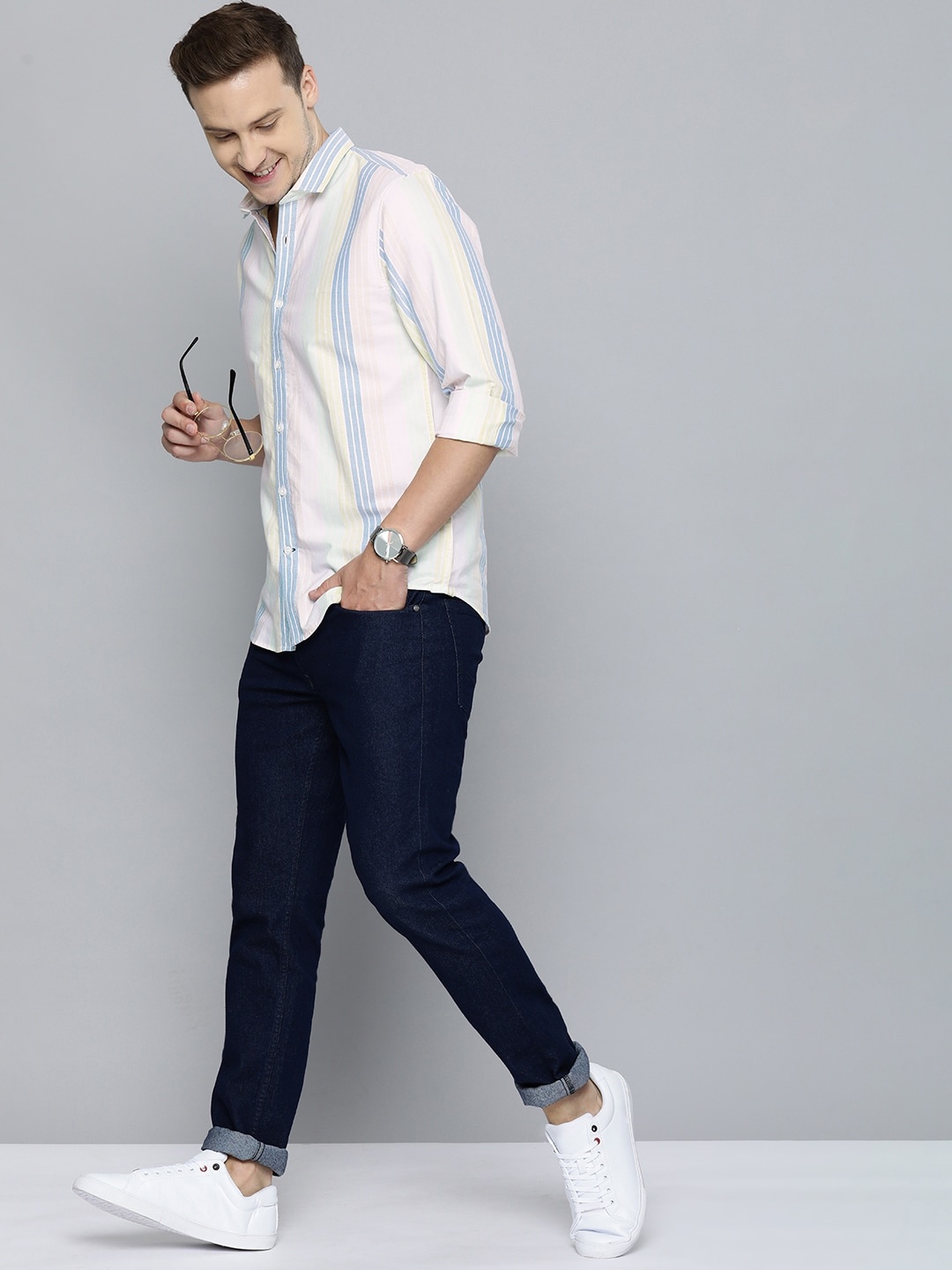 

Mast & Harbour Men Multicoloured Slim Fit Striped Casual Shirt, Multi