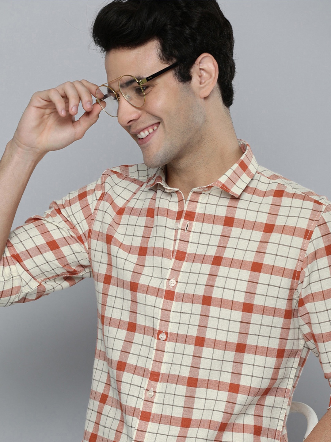 

Mast & Harbour Men Red Tartan Checked Pure Cotton Casual Shirt