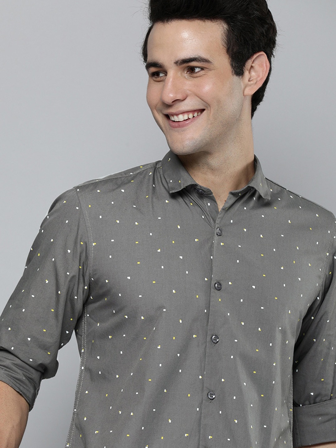 

Mast & Harbour Men Grey Slim Fit Printed Casual Shirt