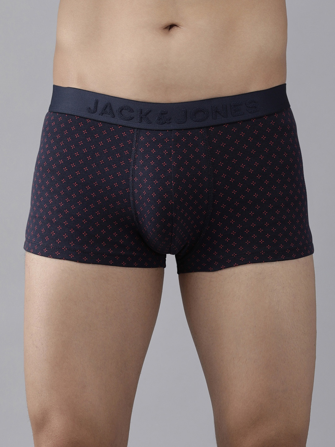 

Jack & Jones Men Navy Blue And Red Printed Trunk 1220708001
