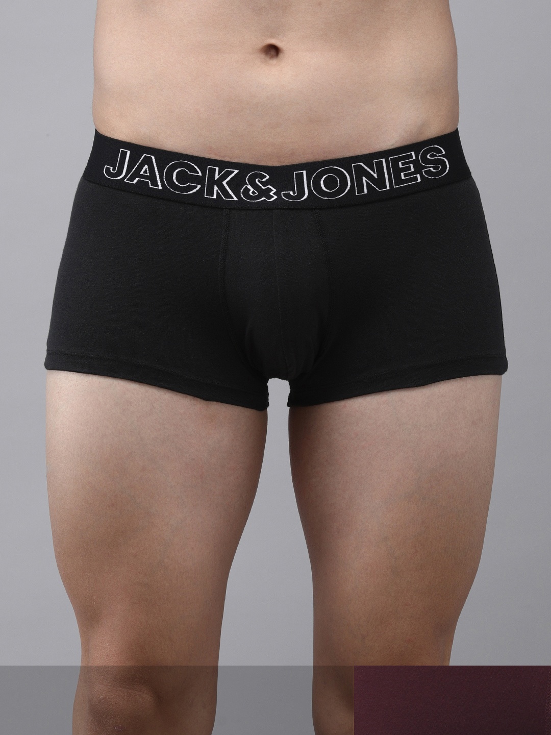 

Jack & Jones Men Pack of 2 Solid Pure Cotton Trunks 1916041002, Maroon