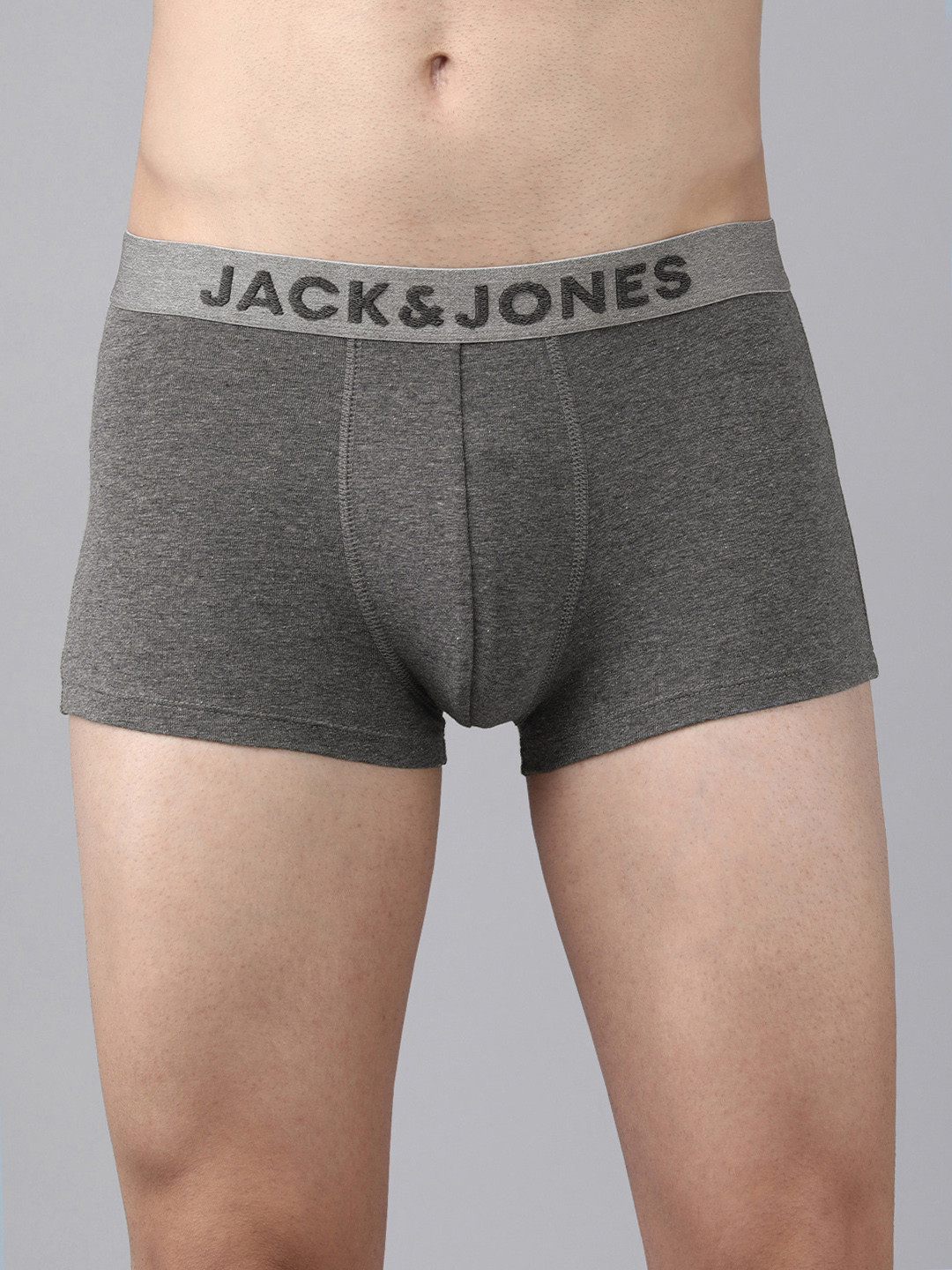 

Jack & Jones Men Dark Grey Melange Colourblocked Trunk 1916508006