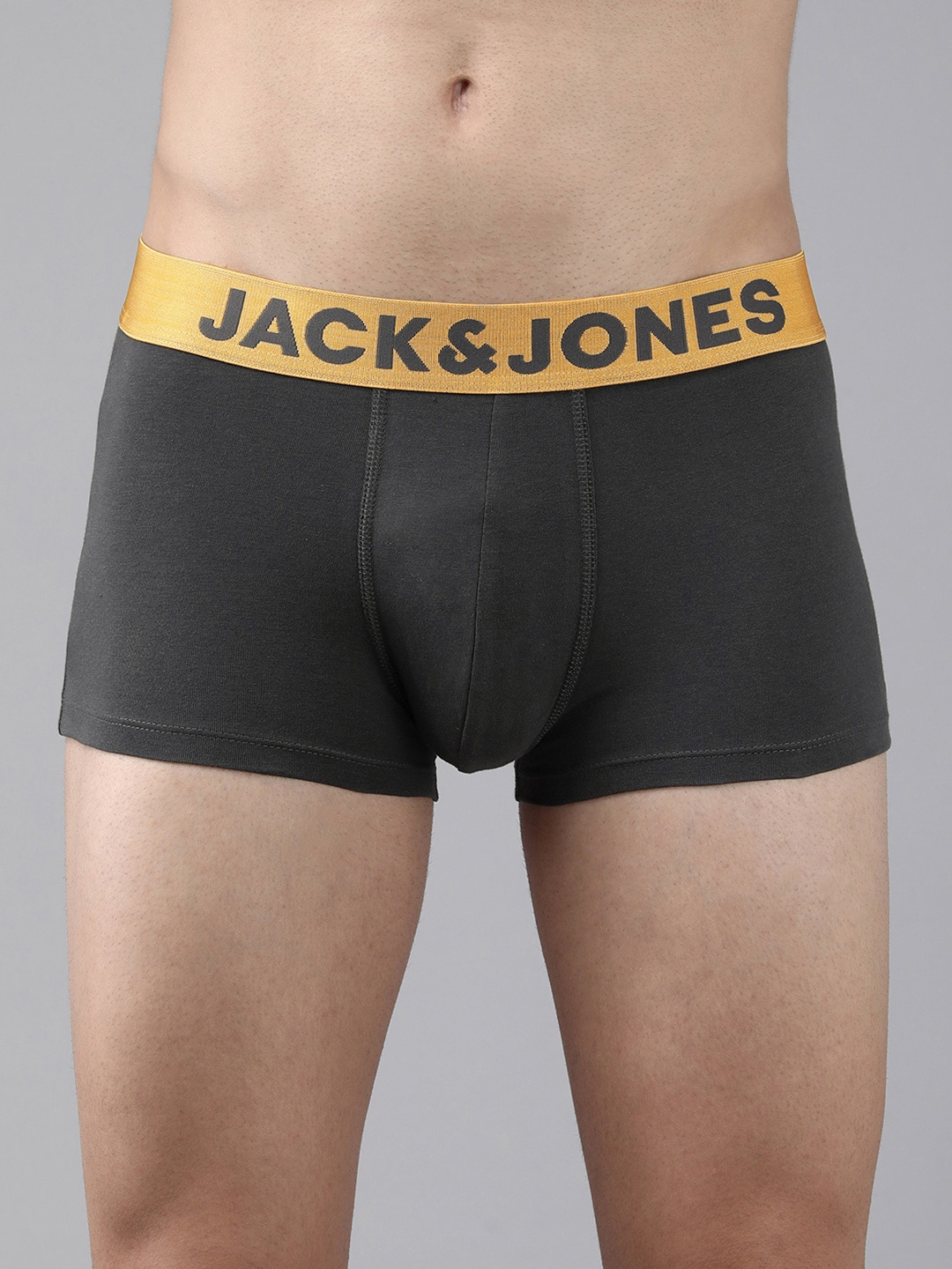 

Jack & Jones Men Grey & Mustard Colourblocked Trunk 1036688001