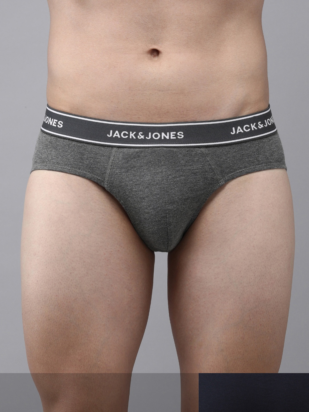 

Jack & Jones Men Pack Of 2 Solid Basic Briefs 1220155011, Navy blue