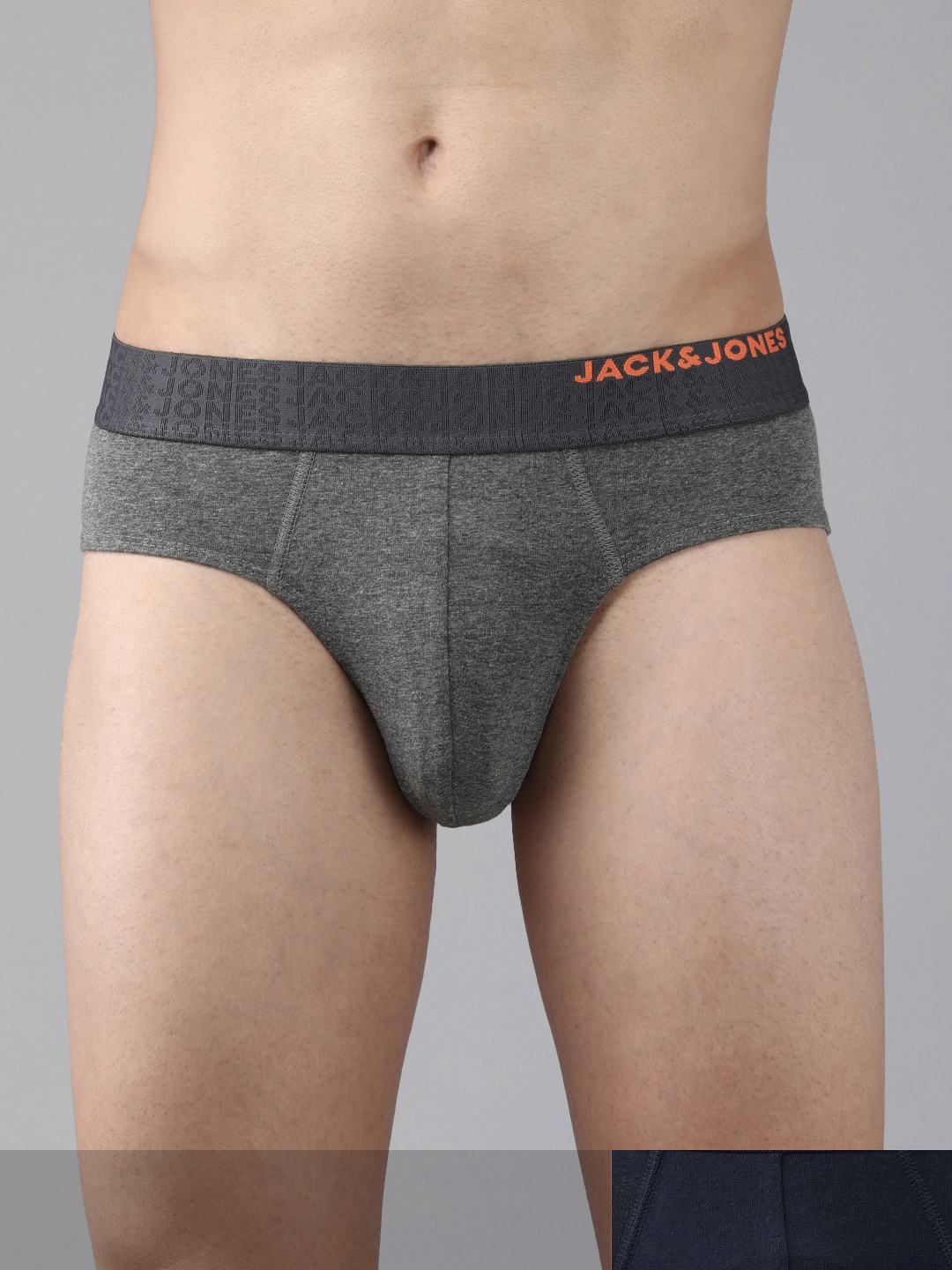 

Jack & Jones Men Pack Of 2 Solid Basic Briefs 1220153011, Navy blue