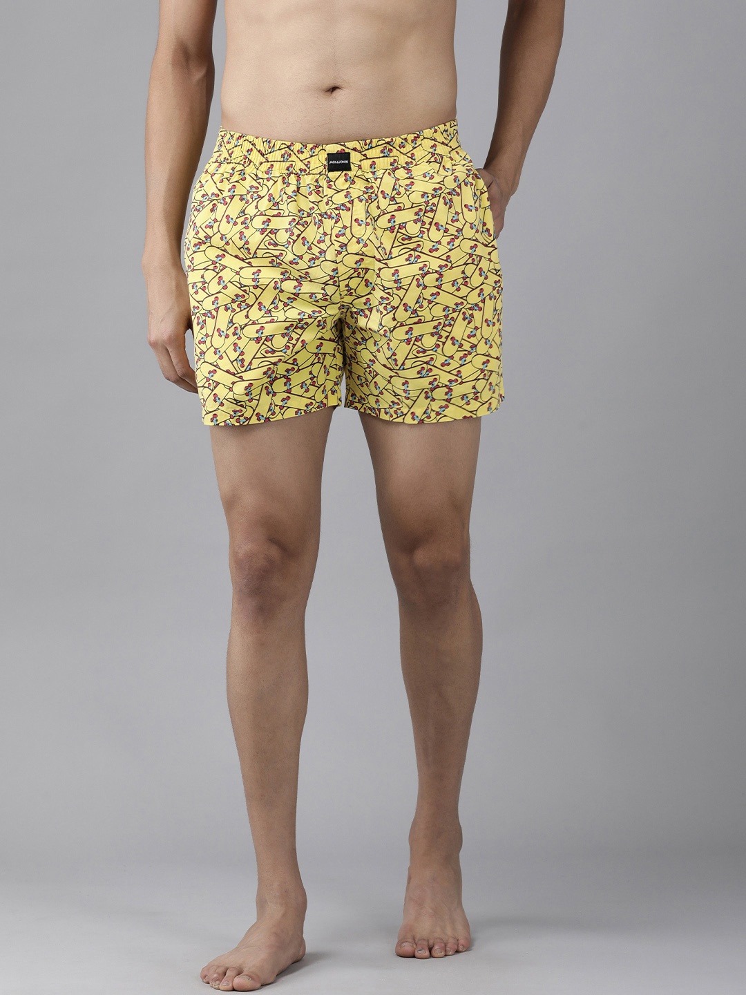 

Jack & Jones Men Yellow And Red Printed Pure Cotton Boxers 2049397001
