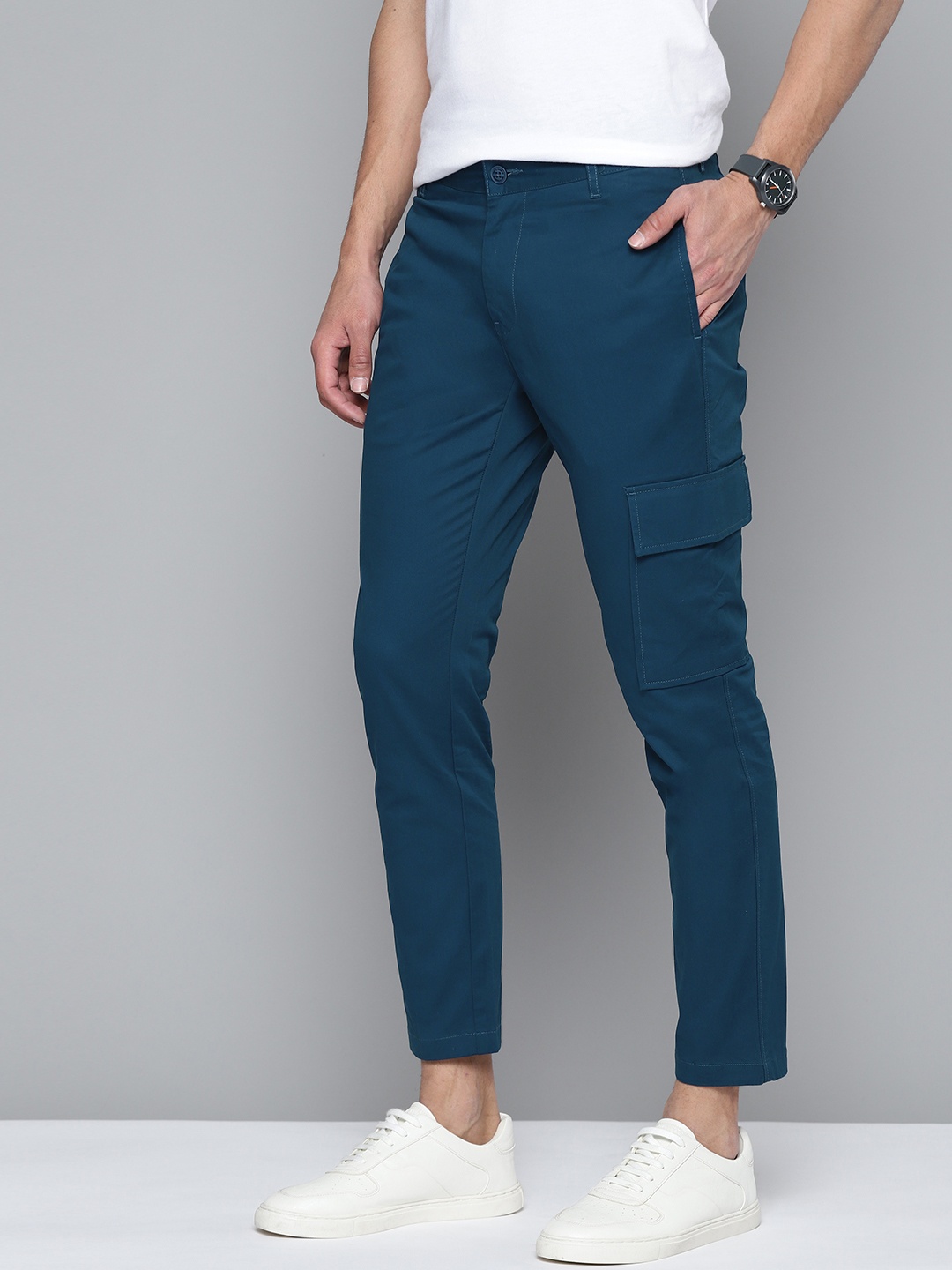 

M&H Our Water Men Teal Blue Solid Sustainable Trousers