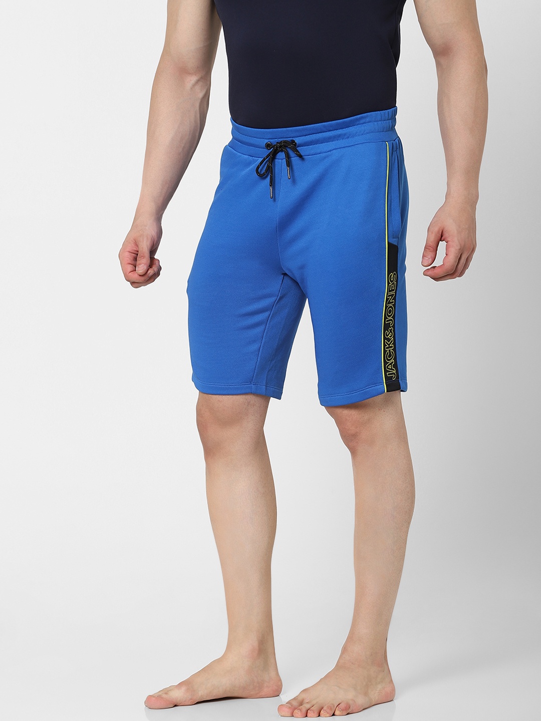 

Jack & Jones Men Blue Solid Mid-Rise Lounge Shorts