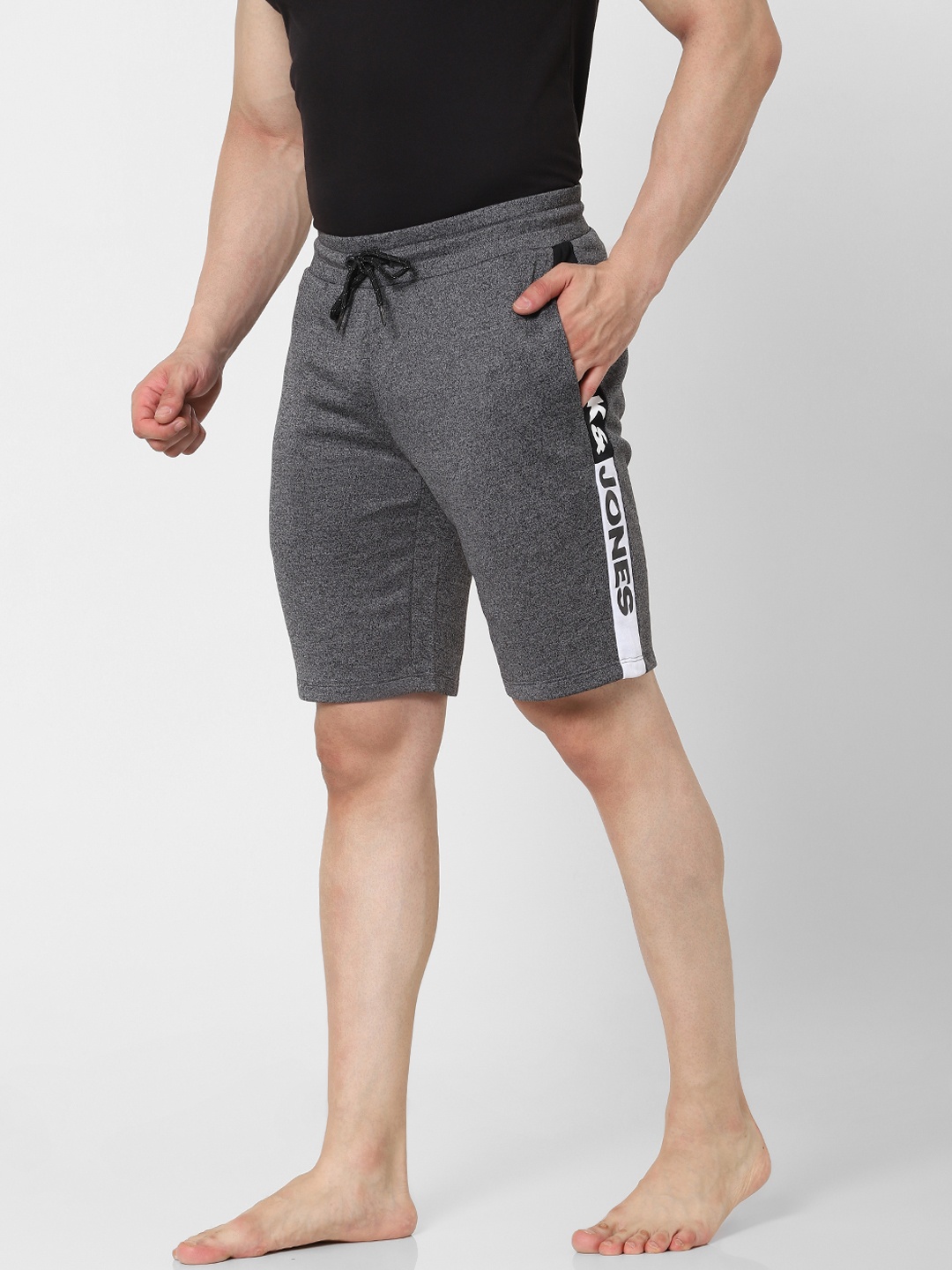 

Jack & Jones Men Charcoal Grey Printed Mid-Rise Lounge Shorts