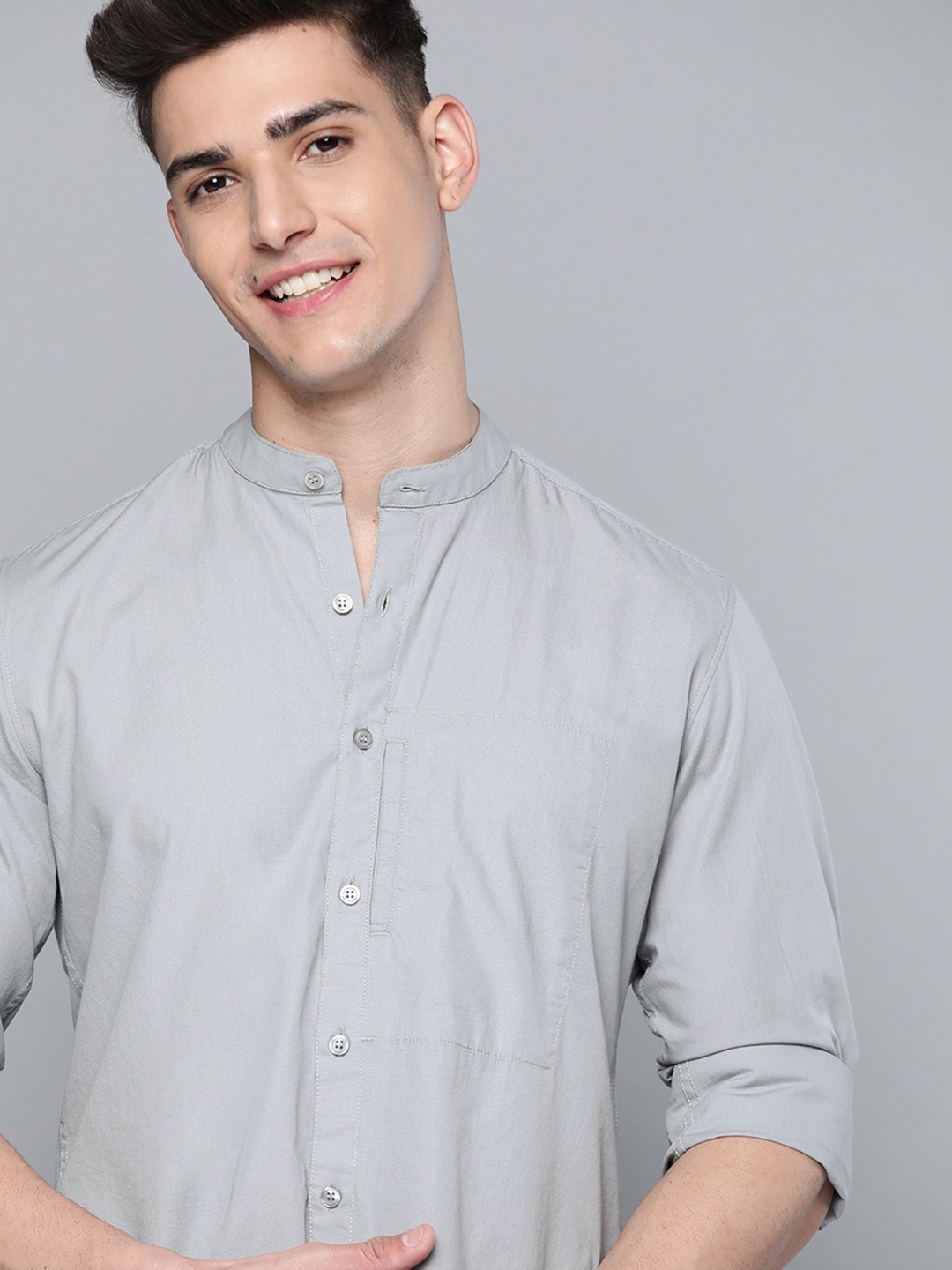 

Mast & Harbour Men Blue Solid Pure Cotton Casual Shirt
