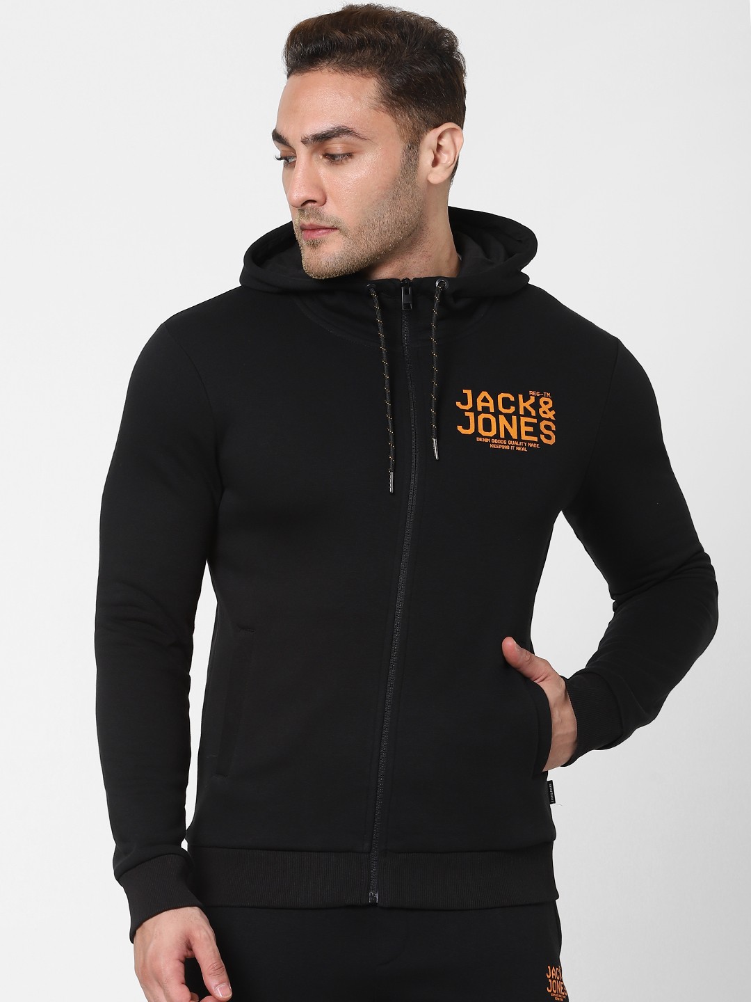 

Jack & Jones Printed Detail Hooded Sweatshirt, Black