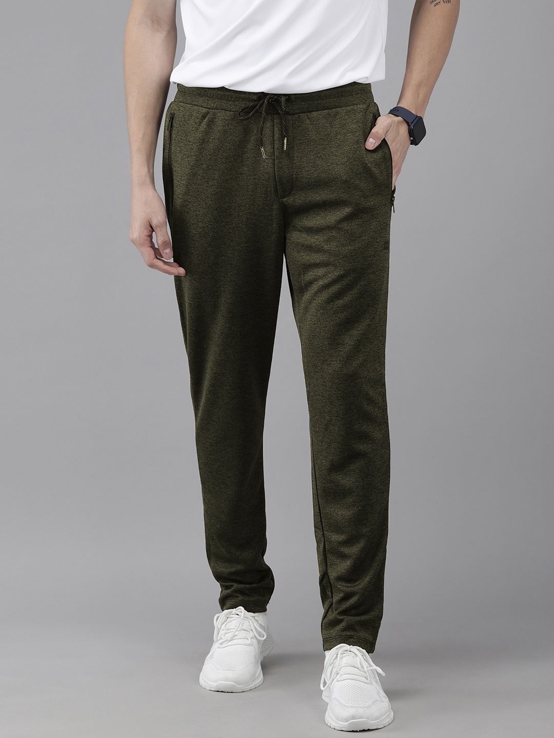 

Jack & Jones Men Olive Green Solid Track Pants