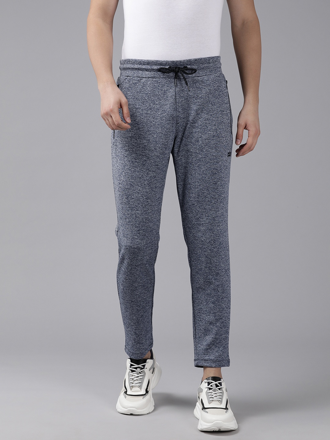 

Jack & Jones Men Melange Effect Track Pants, Navy blue