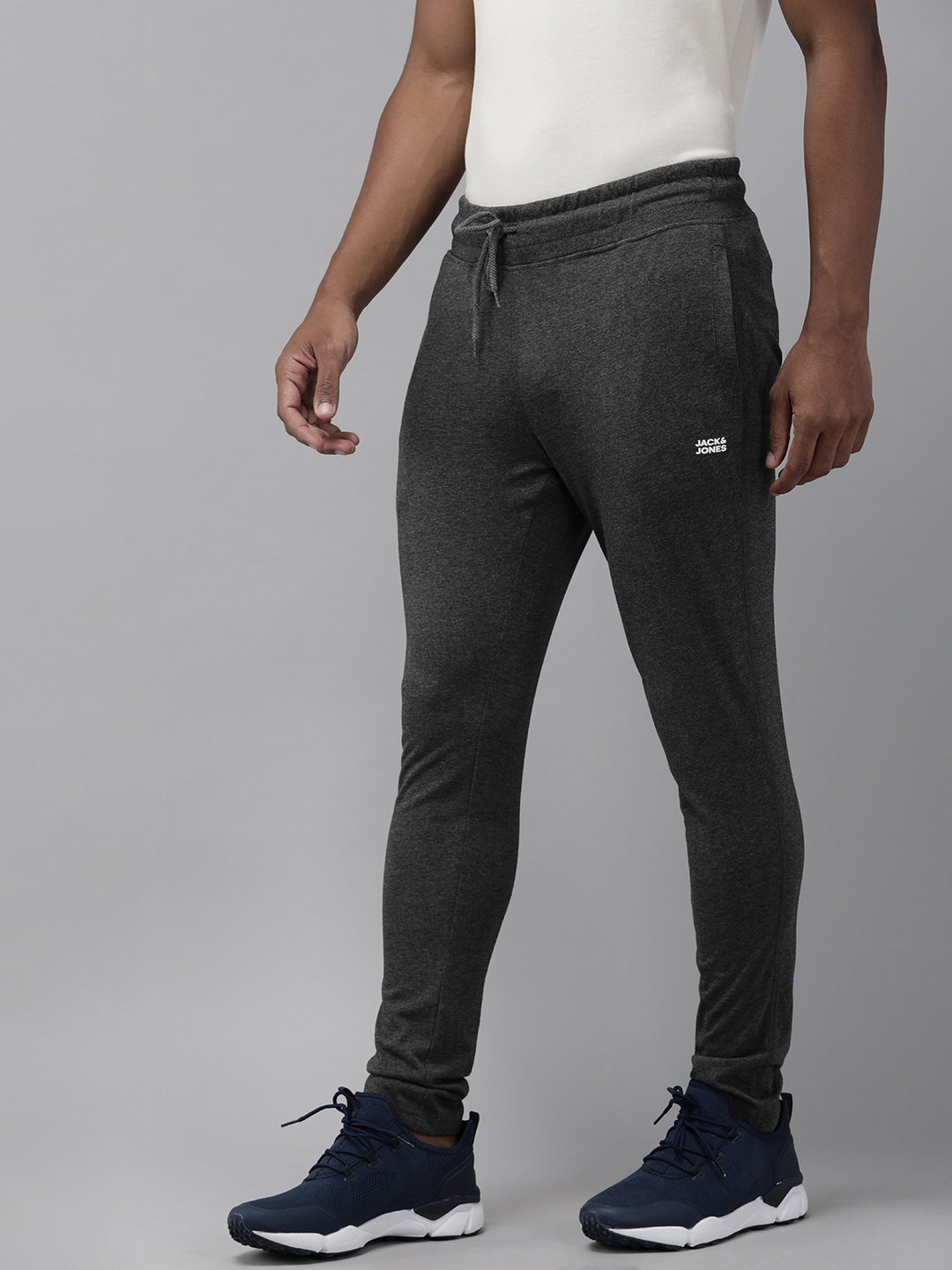 

Jack & Jones Men Grey Melange Solid Track Pants