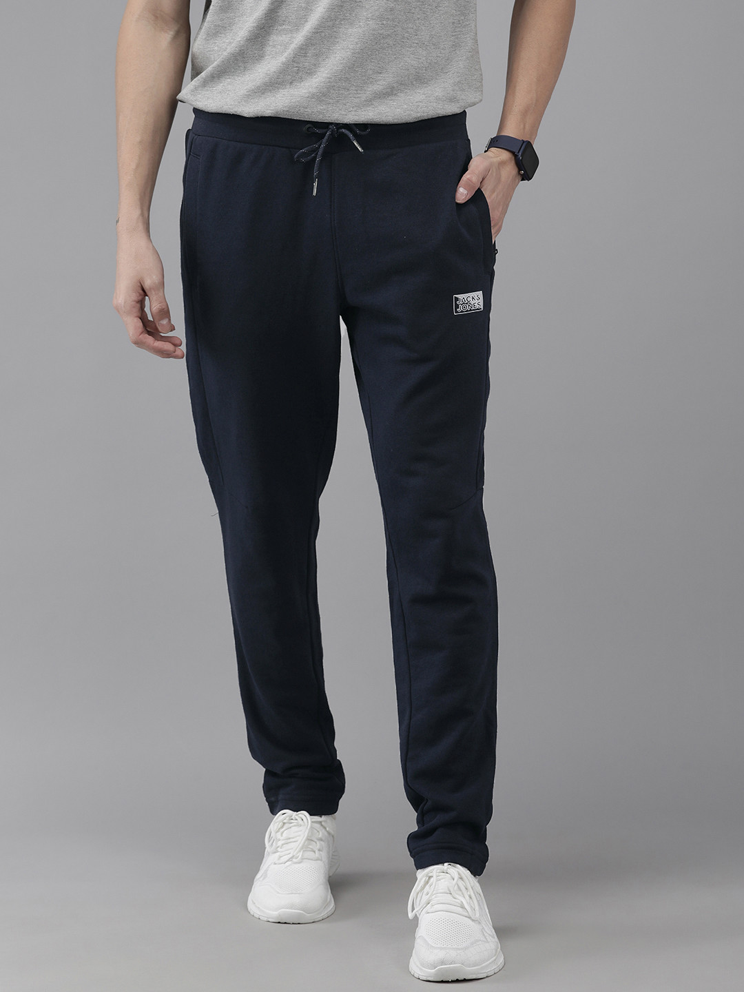 

Jack & Jones Men Navy Blue Solid Track Pants