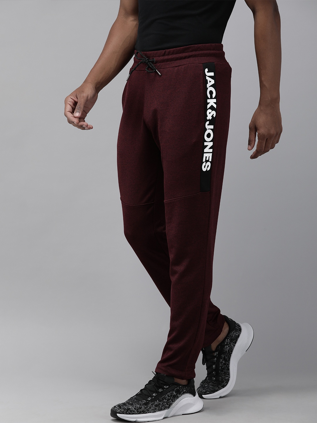 

Jack & Jones Men Maroon & White Printed Track Pants
