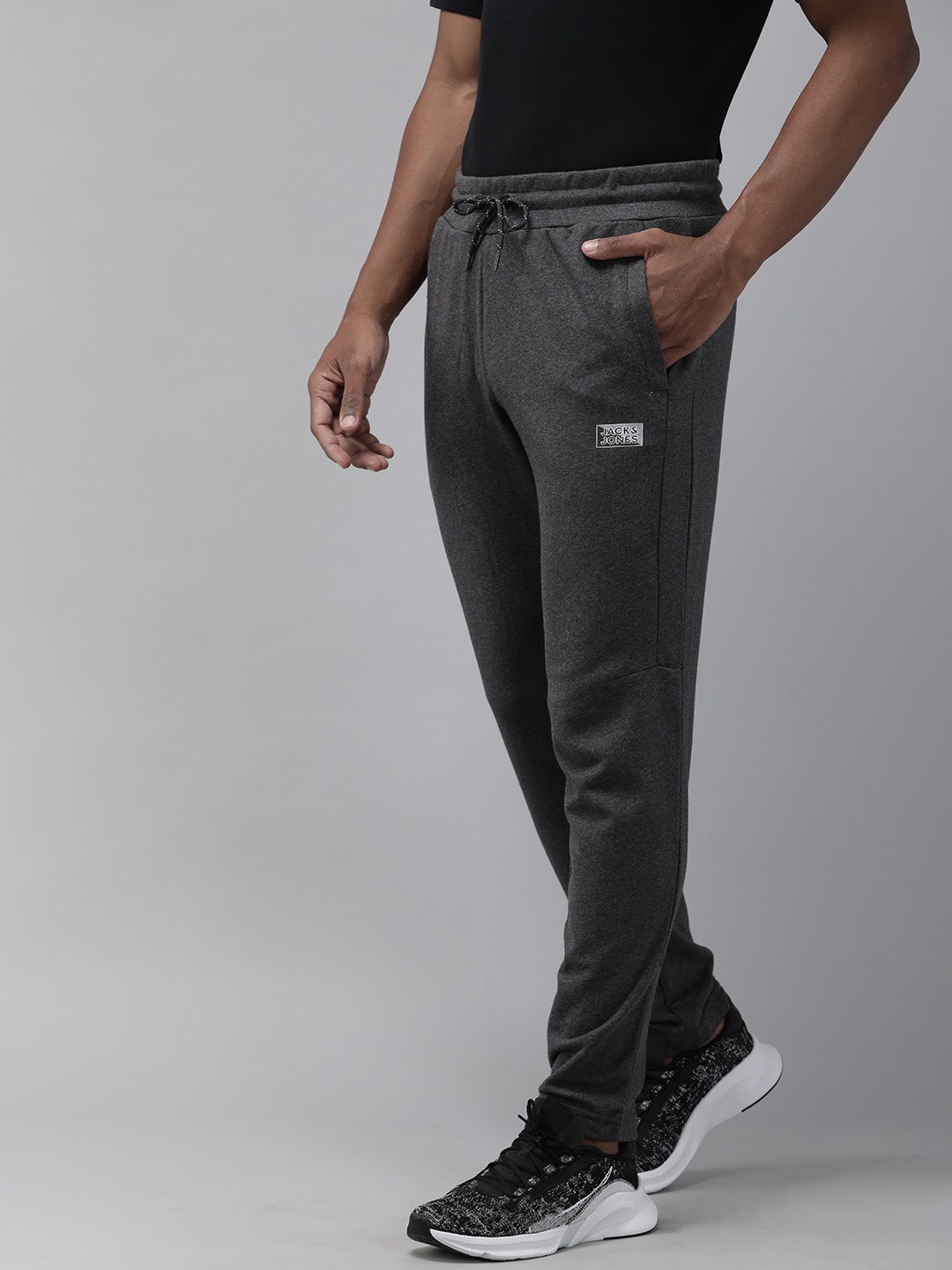 

Jack & Jones Men Grey Melange Solid Track Pants