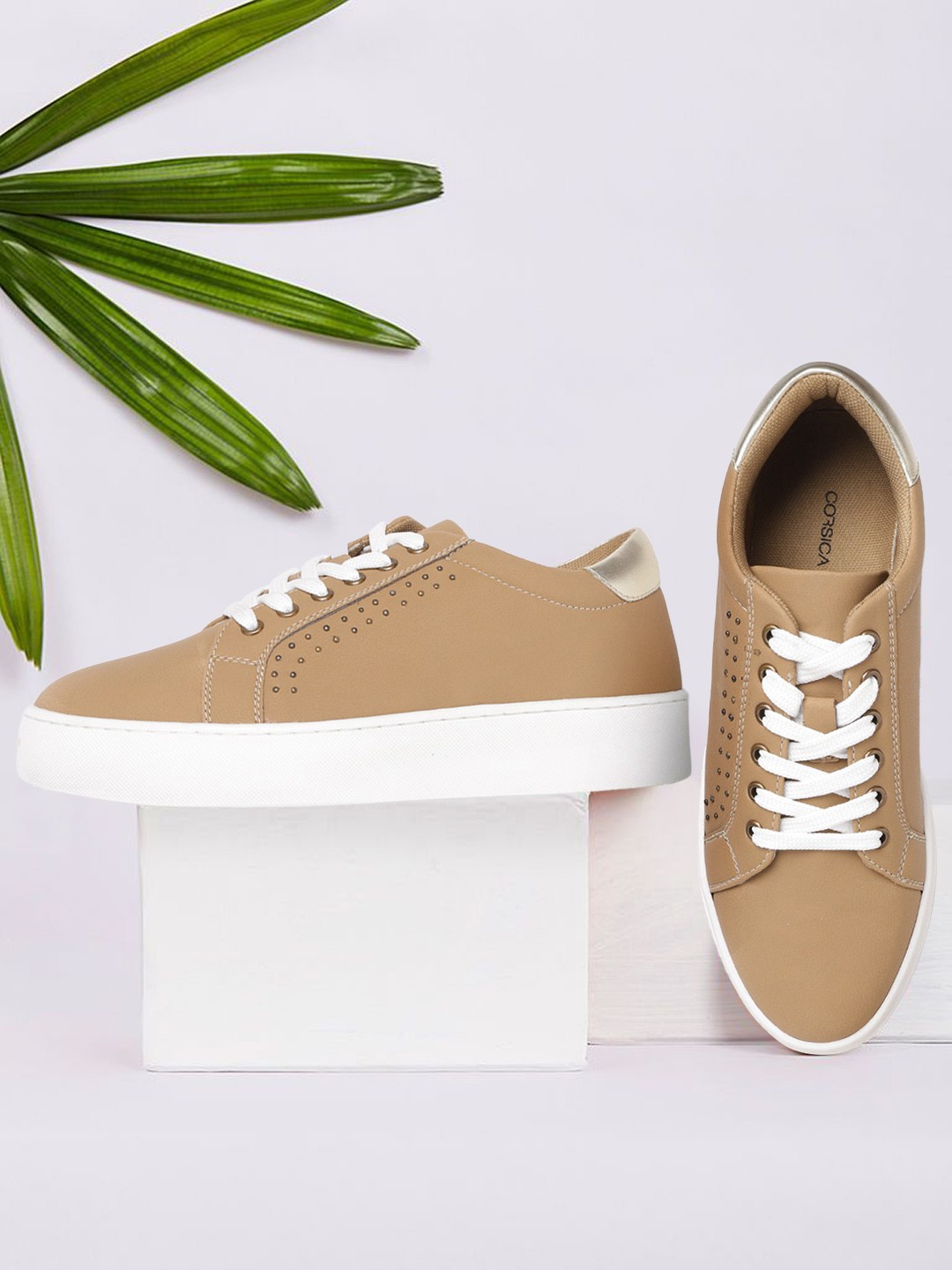 

CORSICA Women Camel Brown Solid Flatform Sneakers