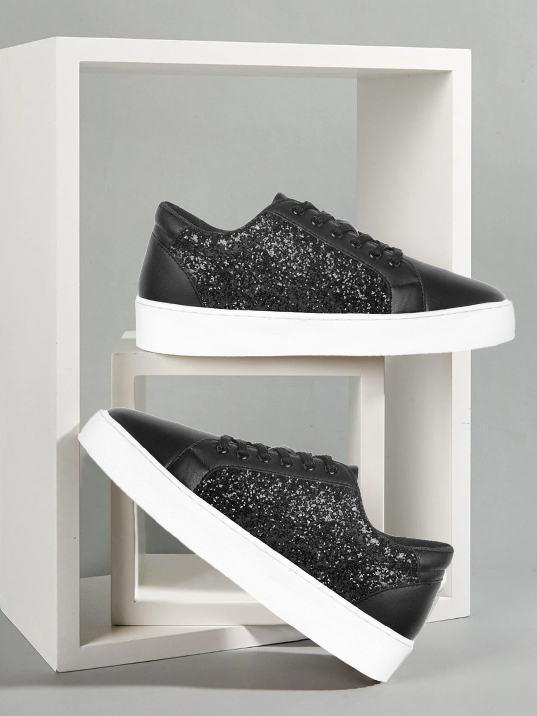 

CORSICA Women Black Solid Flatform Slip-On Sneakers