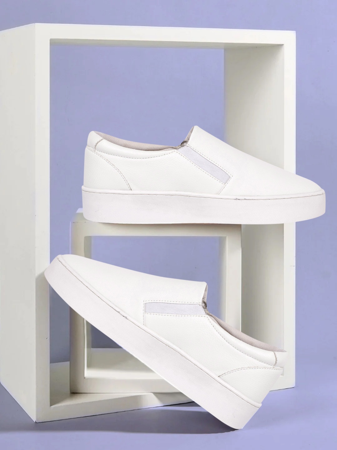 

CORSICA Women White Solid Flatform Slip-On Sneakers