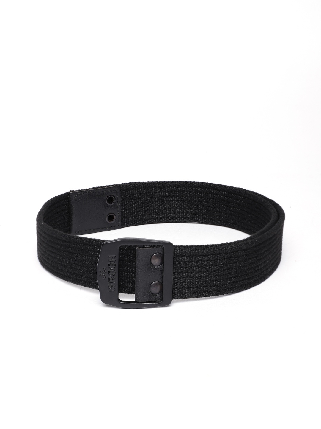 

WROGN Men Black Self Striped Belt