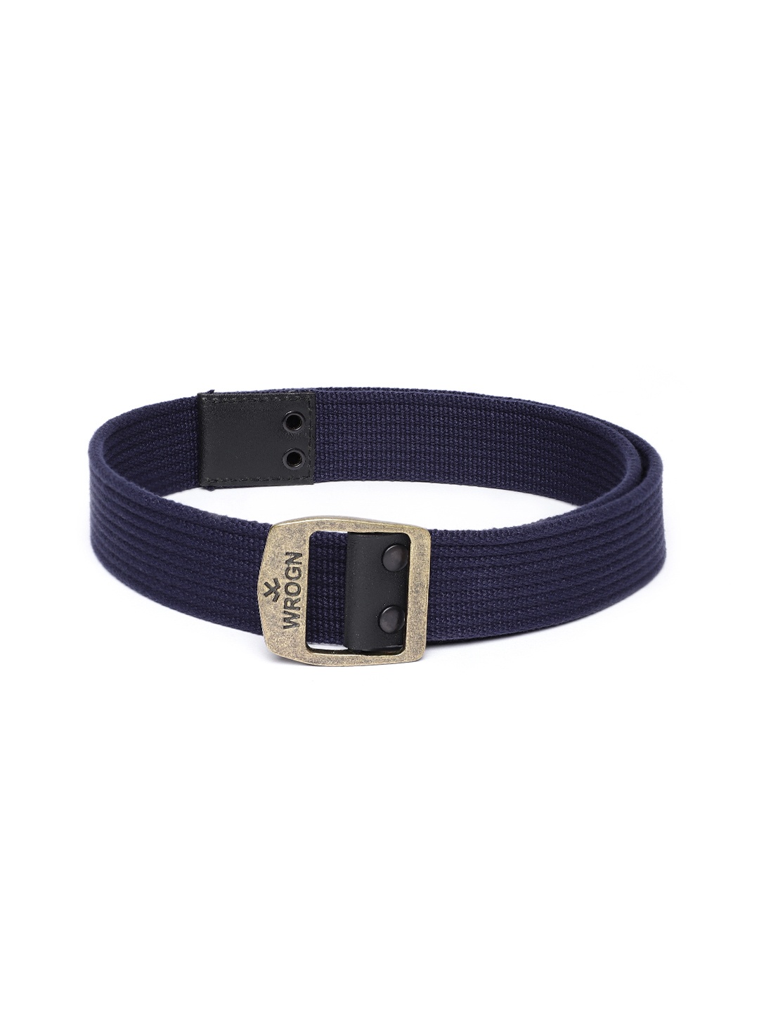 

WROGN Men Navy Blue Striped Webbed Belt