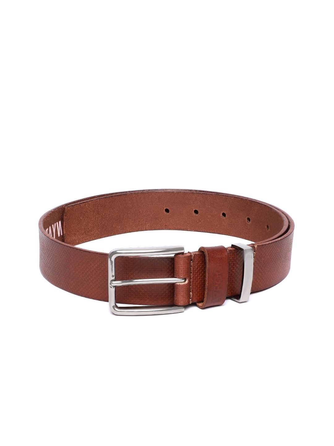 

WROGN Men Tan Brown Textured Leather Belt